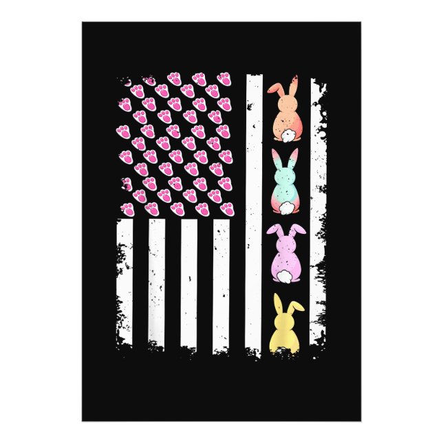 Foto US American Flag with Bunny for Easter Day (Frente)