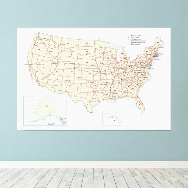 Foto US Highways Road Map American EUA 60x40 (Criador carregado)