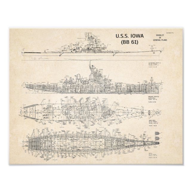 Foto USS Iowa Blueprint (Frente)