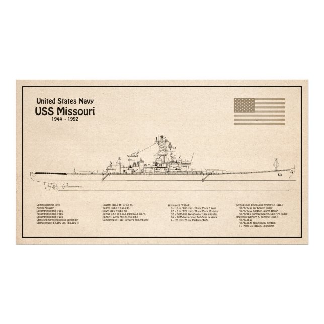 Foto USS Missouri - Entregar Planos de Esquema SD (Frente)