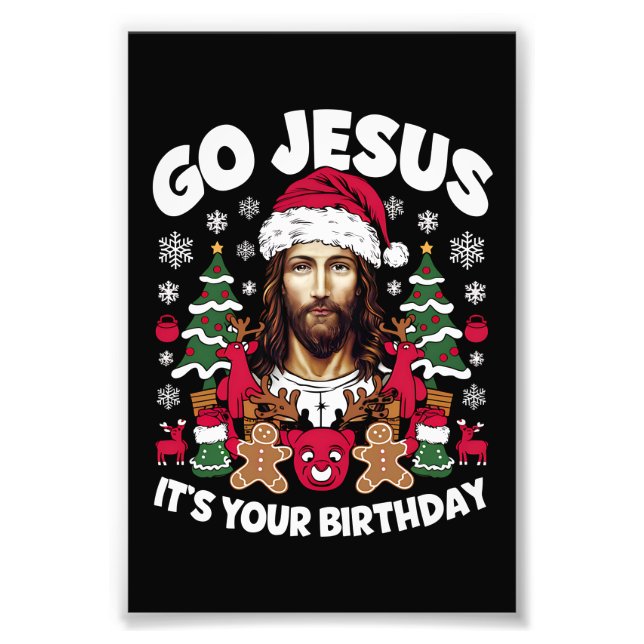 Foto Vá Jesus É Seu Aniversário Suéter Feio de Natal (Frente)
