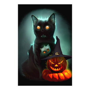 Foto Vampiro Gato e Mágico Pumpkin Halloween Surreal