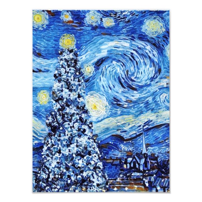 Foto Van Gogh - A Noite Estrelada - Natal Branco (Frente)