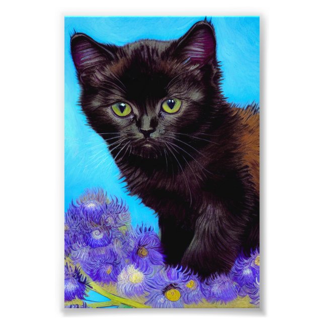 Foto Van Gogh Cat e Flores (Frente)