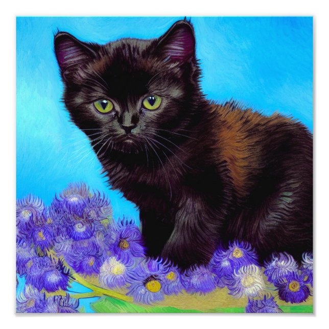 Foto Van Gogh Cat e Flores (Frente)