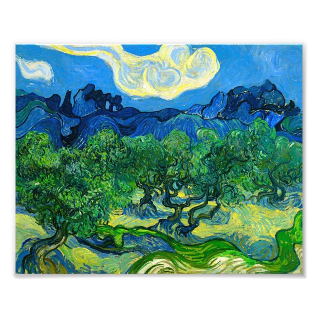 Foto Van Gogh Olive Trees em Paisagem Montanhosa (Frente)