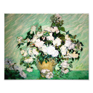 Foto Van Gogh Vase com Impressão de Rosas Rosa