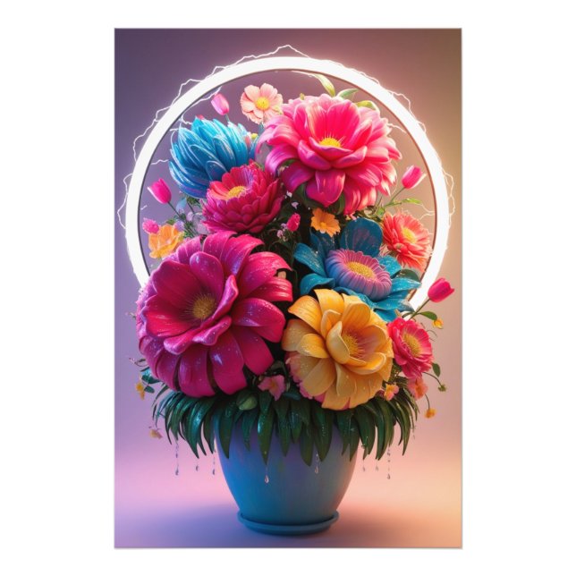 Foto Vaso com flores multicoloridas (Frente)