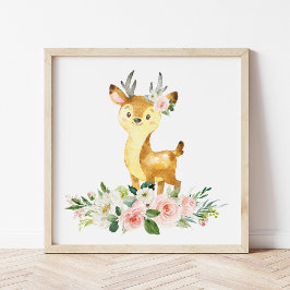 Foto Veado, Animais Da Floresta, Boho, Flores Rosa