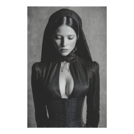 Foto Veludo Gótico Capuz Retrato Olhos Fechados