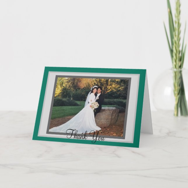 Foto Verde Teal De Casamento Obrigado Cartões (Frente)