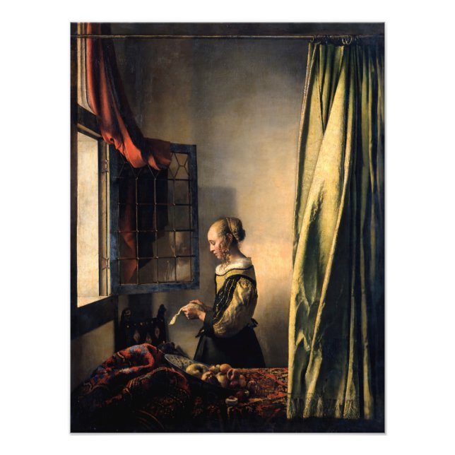 Foto Vermeer - Rapariga lendo uma carta em uma janela a (Frente)