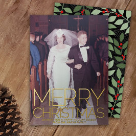 Foto vertical botânica Feliz Natal - ouro