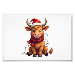 Foto Vetor de Natal Vintage Vaca das Terras Altas do Na