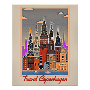 Foto Viagem Copenhagen, poster vintage,