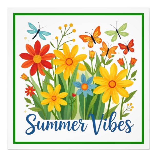 Foto Vibrações de Verão Floral com Borboletas (Frente)