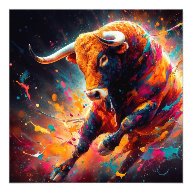 Foto Vibrant Abstract Bull Painting (Frente)