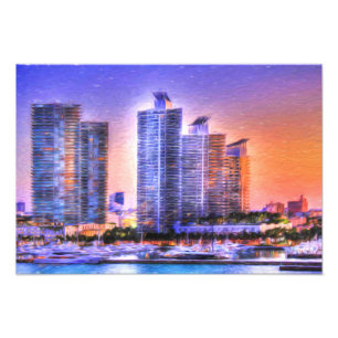 Foto Vibrant Miami Skyline Sunrise