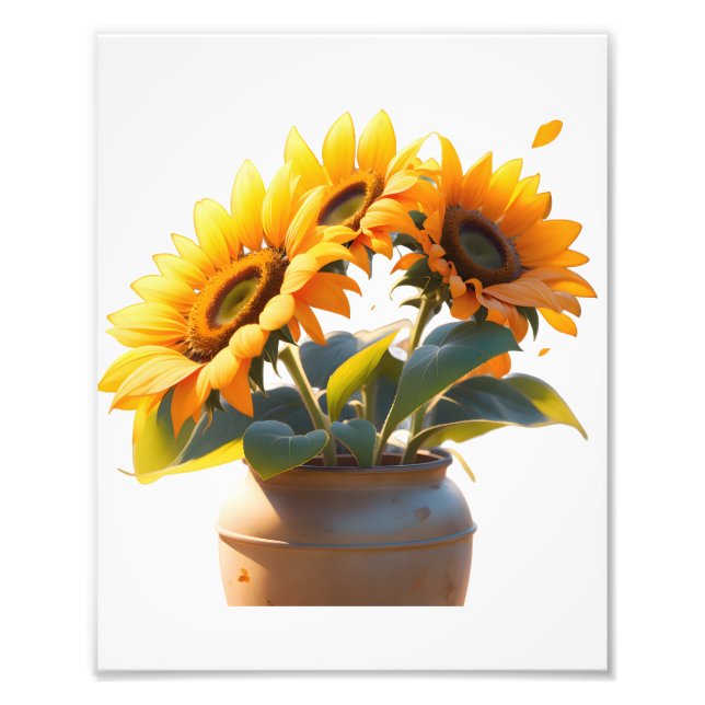 Foto Vibrant Sunflowers in a Rustic Pot (Frente)
