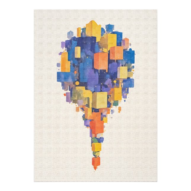 Foto Vibrant Watercolor Floating Geometric Cubes (Frente)