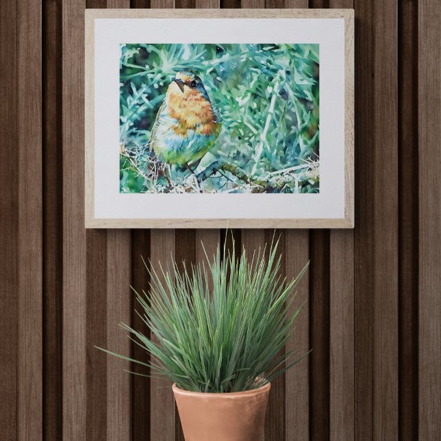 Foto Vibrant Watercolour Robin Perched on Thorns  (Criador carregado)