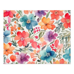 Foto Vibrante Dança Floral em Aquarela sobre um Branco