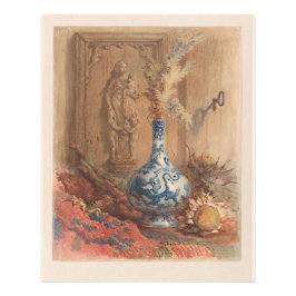 Foto Vida tranquila com vaso chinês e girassol seco