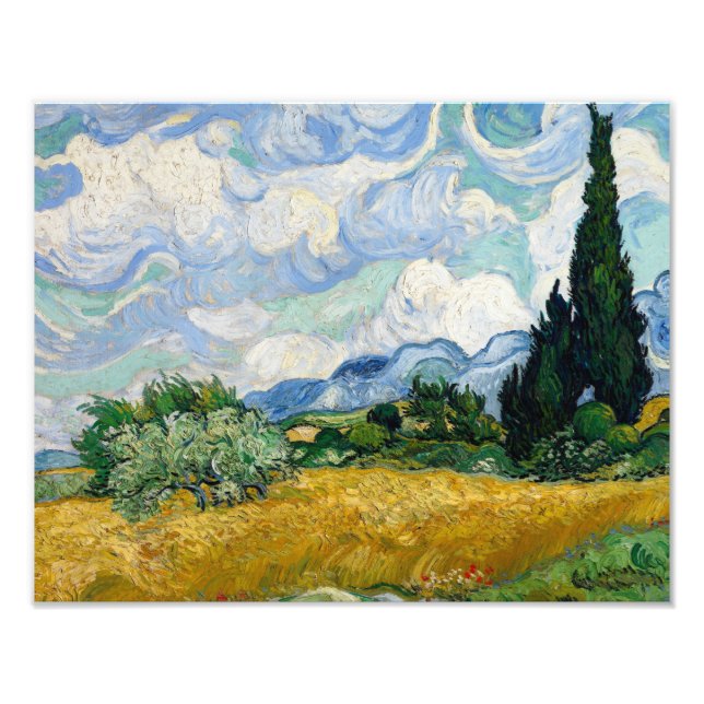Foto Vincent van Gogh - Campo de Trigo com Cipras (Frente)