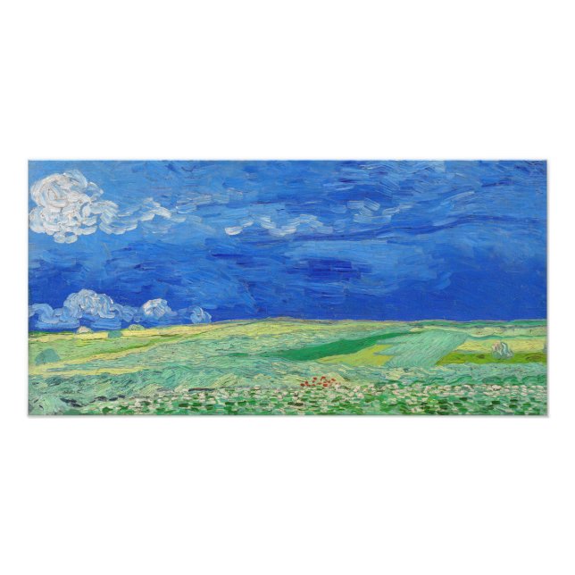 Foto Vincent van Gogh - Campos de rodas sob as nuvens d (Frente)