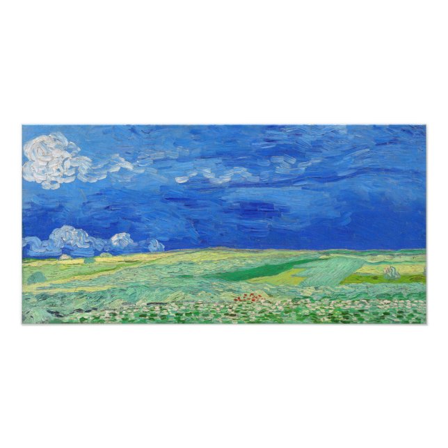 Foto Vincent van Gogh - Campos de trigo sob nuvens de t (Frente)