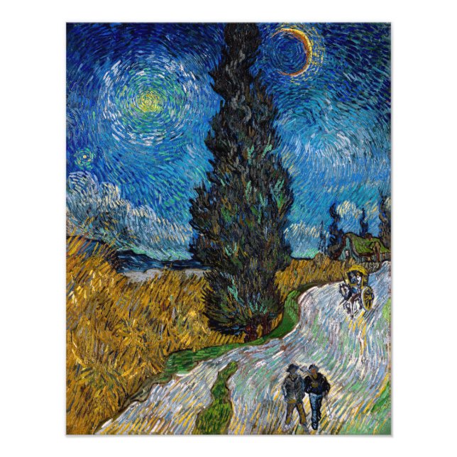 Foto Vincent van Gogh - Estrada com Cypress e Star (Frente)