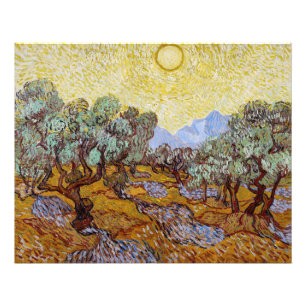 Foto Vincent van Gogh - Oliveiras, céu amarelo e sol