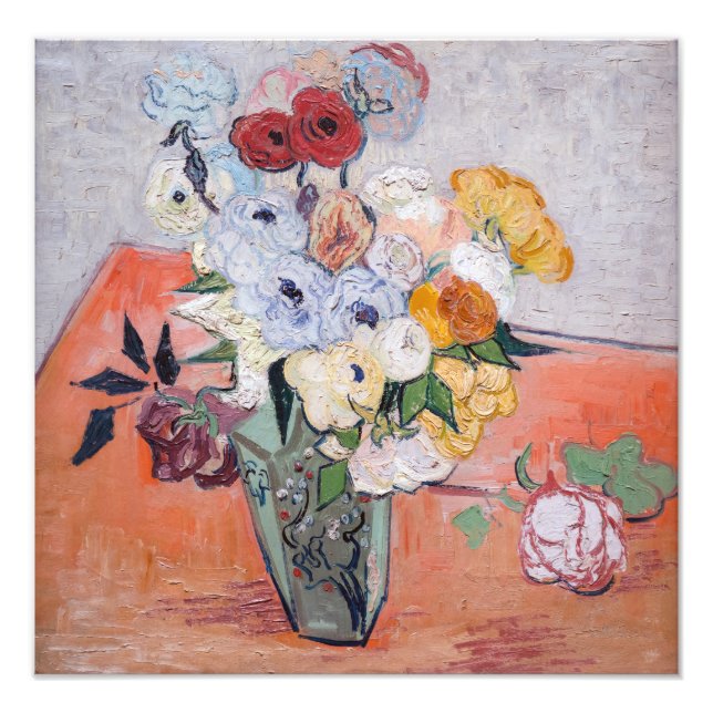 Foto Vincent van Gogh - Vase com Rosas e Anêmonas (Frente)