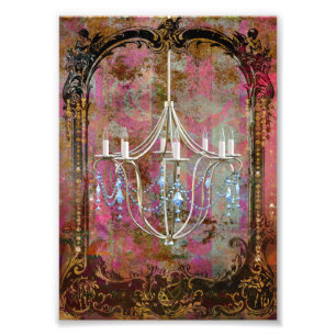 Foto Vintage Antique Blue Crystal Chandelier