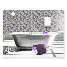 Vintage Art Deco Bathtub Watercolor Photo Impressã