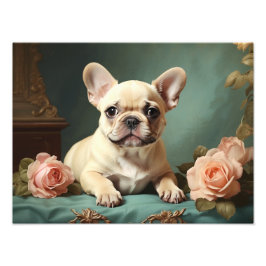 Foto Vintage Cute French Bulldog Retrato Puppy Dog