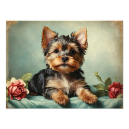 Foto Vintage Cute Yorkshire Terrier Puppy Dog Portrait