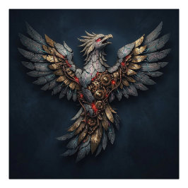 Foto Vintage Cyber-Phoenix:Aged Gold & Neon Mythic Bird