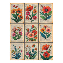 Foto 🌸 Vintage Floral Poster Aged Dictionary Paper