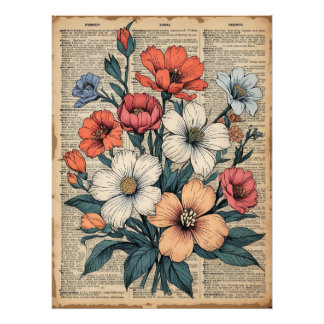 Foto 🌷 Vintage Floral Printable Wall Art - Dicionário