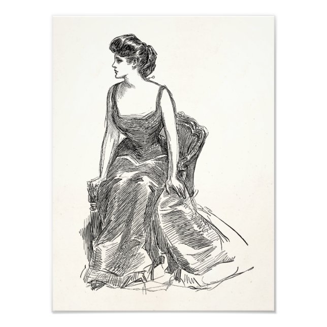 Foto Vintage Gibson Girl Edwardian Retro Woman Retrato (Frente)