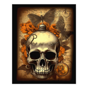 Foto Vintage Halloween Skull shabby Spooky Decoupage