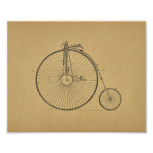 Foto Vintage High Wheeler Bicycle Patch Art Impressão
