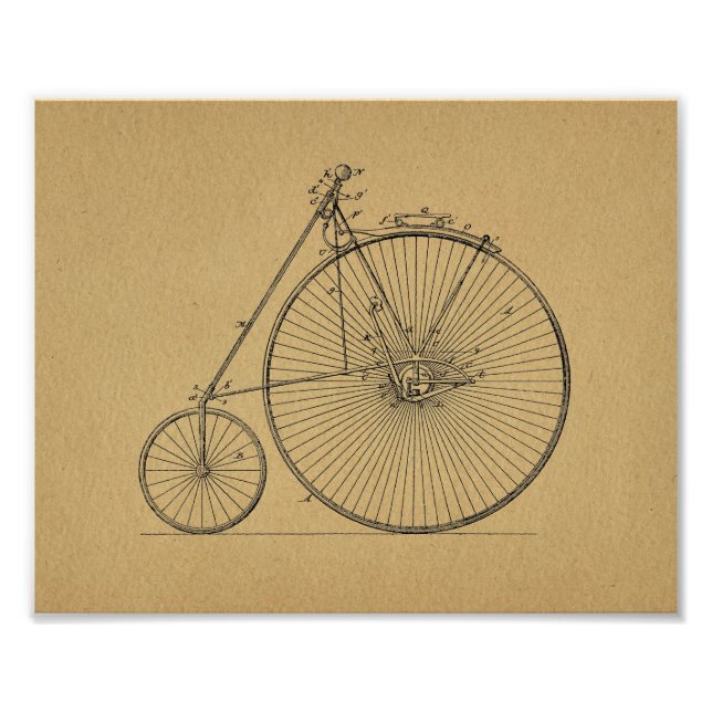 Foto Vintage High Wheeler Bicycle Patch Art Impressão (Frente)