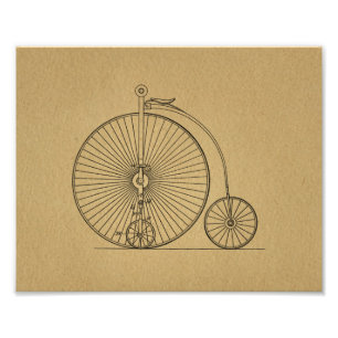 Foto Vintage High Wheeler Bicycle Patch Art Impressão