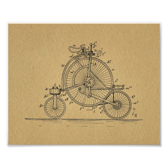 Foto Vintage High Wheeler Bicycle Patch Art Impressão (Frente)
