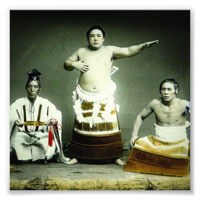 Foto Vintage Japonês Sumo Wrestlers Antigo Japão (Frente)