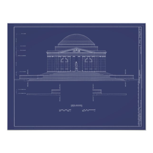 Foto Vintage Jefferson Monument Blueprint Poster (Frente)