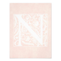 Vintage - Letra N Monograma - Rosa cor-de-rosa - P