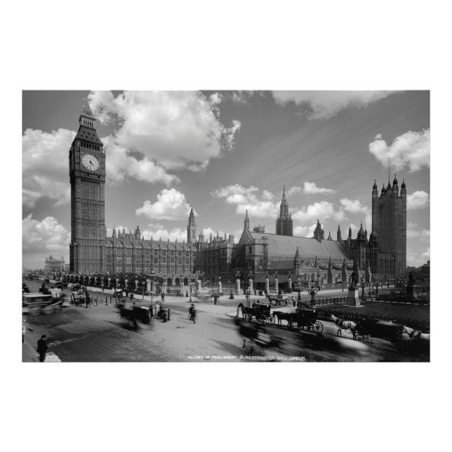 Foto Vintage Parlamento e Westminster Hall c. 1880 (Frente)
